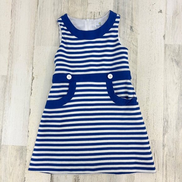Florence Eiseman Blue White Stripe Dress Sz 6 - Picture 1 of 11
